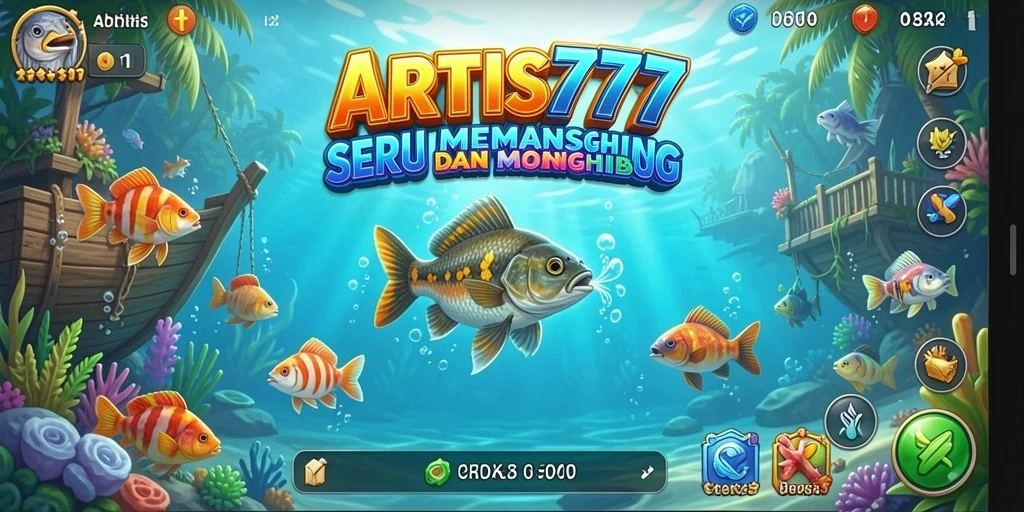 Tampilan gameplay <strong>ARTIS777</strong> menampilkan suasana memancing yang menakjubkan.