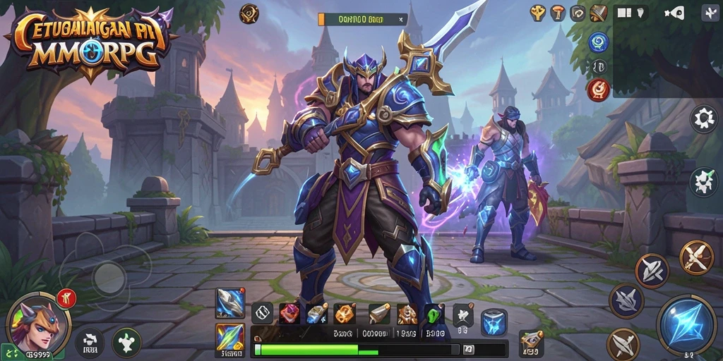 Screenshot gameplay GG999 menampilkan pertarungan epik dalam dunia MMORPG.
