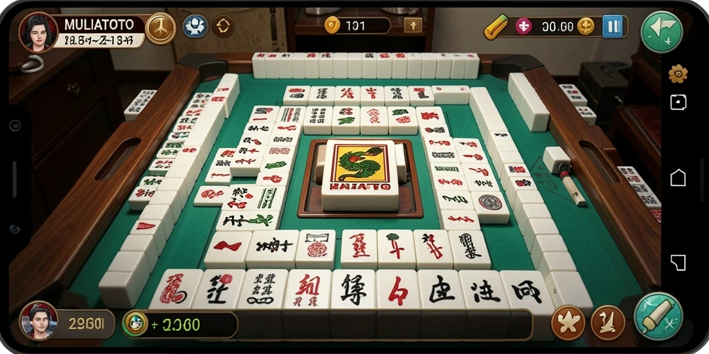 Tampilan permainan Mahjong yang penuh warna dan seru.