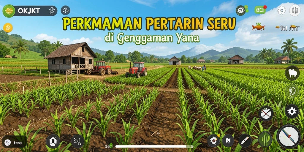 Tangkapan layar utama OKJKT menampilkan permainan pertanian yang seru.