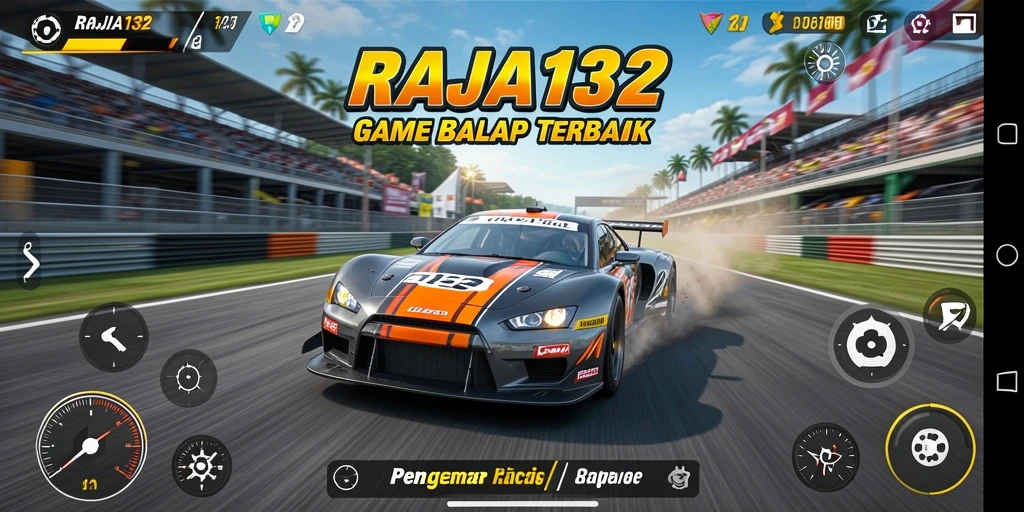 Screenshot RAJA132 menampilkan aksi balap seru di trek yang mendebarkan.
