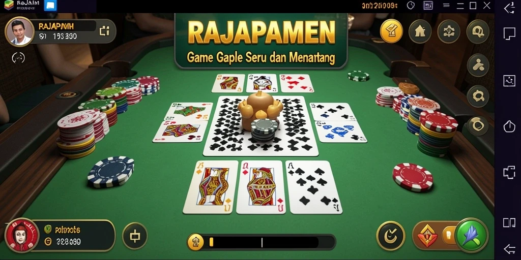 Tangkapan layar utama RAJAPAMEN menampilkan momen seru permainan Gaple.