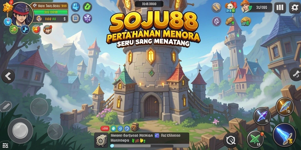 Tampilan sengit dari pertahanan menara melawan gelombang musuh.