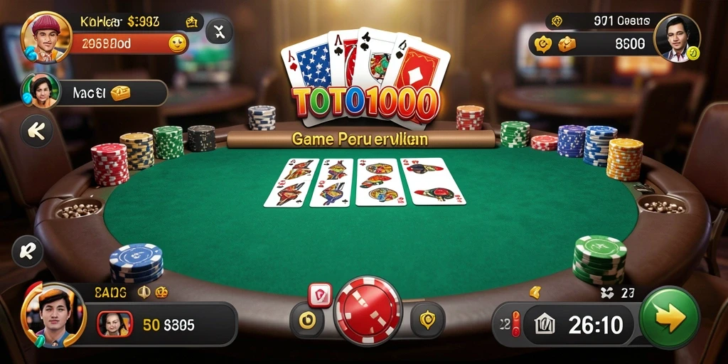 Screenshot utama TOTO1000 yang menunjukkan keseruan gameplay Poker.